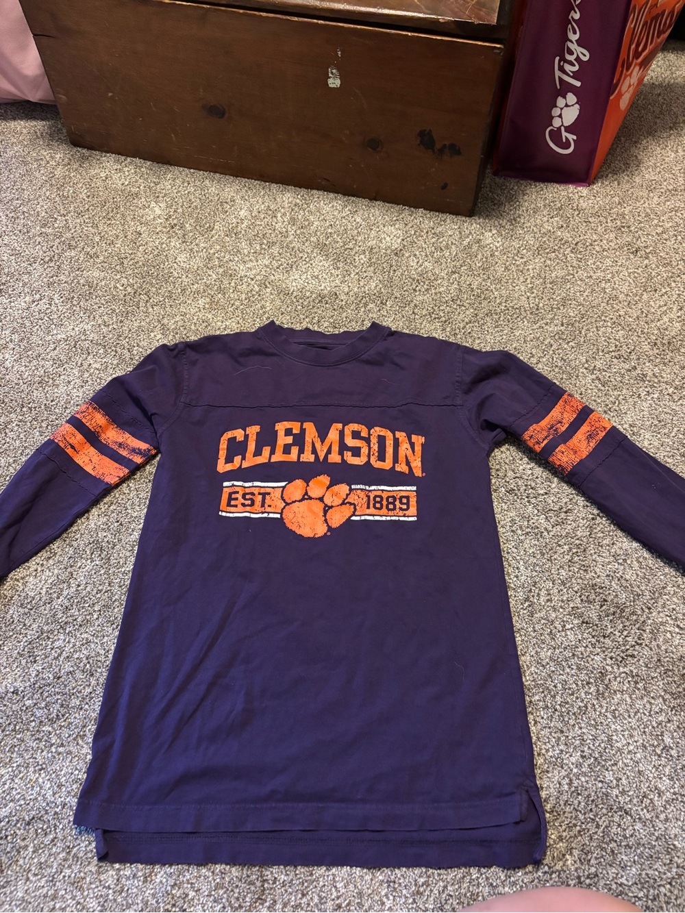 Clemson Purple Orange Long Sleeve Tee